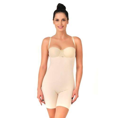 Kadın Body Korse - Lazer Kesim Göğsü Açık Boxer, Ten