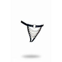 Siyah Tanga - Külot Suni Deri Zincir Detaylı Halka Aksesuarlı - Brf1278