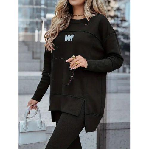 Kadın Uzun Kollu Bisiklet Yaka Nervurlu Viskon Iki Iplik Ve Tayt Pantolon Ikili Takım