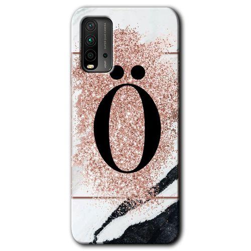 Redmi 9T Kılıf HD Desen Baskılı Arka Kapak - Pembe Mermer Desenli Ö Harfi