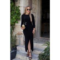 Kadın Uzun Kollu önden çapraz Detaylı Yandan Toka Detaylı Uzun Sandy Elbise