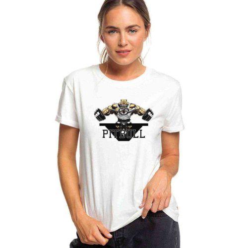 Pitbull V Power Baskılı Beyaz Kadın Tshirt