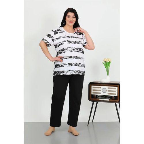Kadın Büyük Beden Kısa Kol Penye Pijama Takımı Beyaz
