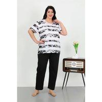 Kadın Büyük Beden Kısa Kol Penye Pijama Takımı Beyaz