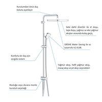 GROHE Tempesta Cosmopolitan System 250 Cube Kare Duvar Bağlantılı, Divertörlü Duş Sistemi - 26694001