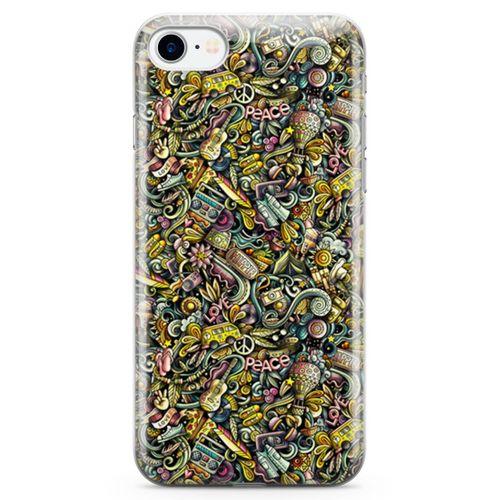 Apple iPhone 8 Kılıf Şapka Eldiven Doodle Arka Kapak Koruma Desenli Full Koruyucu