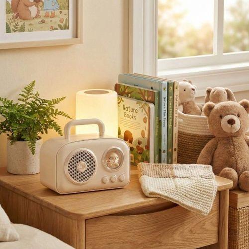 Sevimli Tasarımlı Taşınabilir Radyolu Bluetooth Hoparlör Bej
