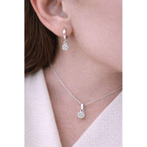 Minimal Grace Zirkon Taşlı Kadın Gümüş Kolye Küpe Set
