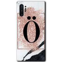 Samsung Galaxy Note 10 Plus HD Baskılı Kılıf + 9D Tam Ekran Koruyucu - Pembe Mermer Ö Harfi