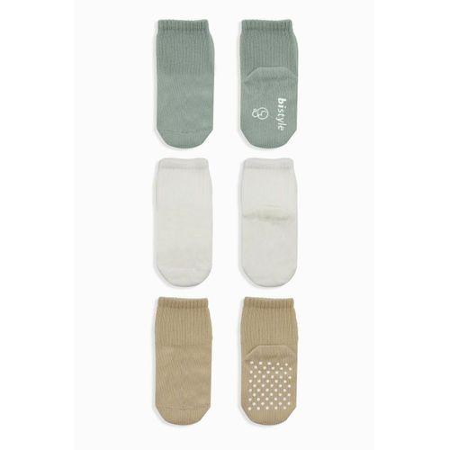 Bistyle Bistyle Basic Kaymaz Penye Soket Çorap 3'Lü BS10107 Nil Ekru Bej