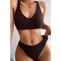 Kadın Kahverengi Desteksiz Seamless Tangalı İç Çamaşır Takımı