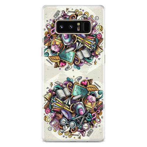 Samsung Galaxy Note 8 Kılıf Kırtasiye Malzemeleri Doodle Arka Kapak Koruma Desenli Full Koruyucu