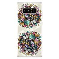 Samsung Galaxy Note 8 Kılıf Kırtasiye Malzemeleri Doodle Arka Kapak Koruma Desenli Full Koruyucu