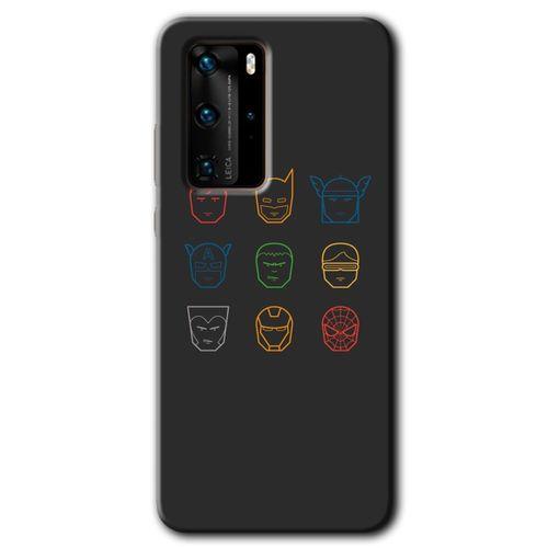 Huawei P40 Pro Kılıf HD Desen Baskılı Arka Kapak - Avengers Minimalism + Kırılmaz Cam