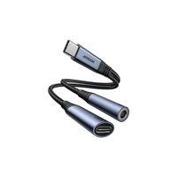 Joyroom Audio Adaptör 2İN1 (Type-C to 3.5mm+Type-C)-Siyah