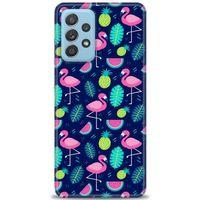 Samsung Galaxy A52 Kılıf HD Baskılı Kılıf - Flamingo Ananas + Tam Ekran Koruyucu