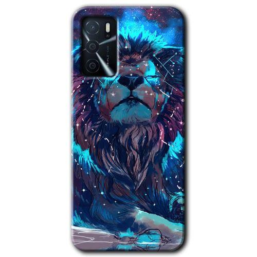 Oppo A16 Kılıf Baskılı Kapak - Neon Aslan +Tam Kaplayan Mat Seramik