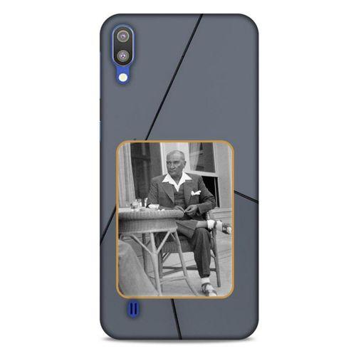 Samsung Galaxy M10 Kılıf Atatürk (31) TPU Kılıf Koyu Gri