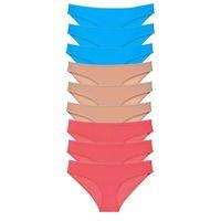 9 Adet Süper Eko Set Likralı Kadın Slip Külot Fuşya Ten Mavi