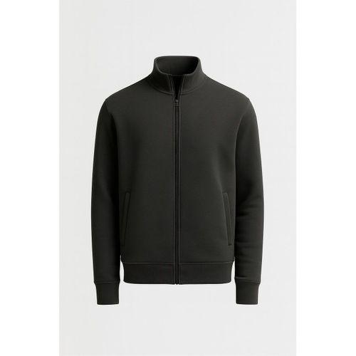 Marcel Regular Fit Fermuarlı Kıstırma Cepli Üç İp Şardonlu Erkek Sweatshirt - Avcı Yeşili
