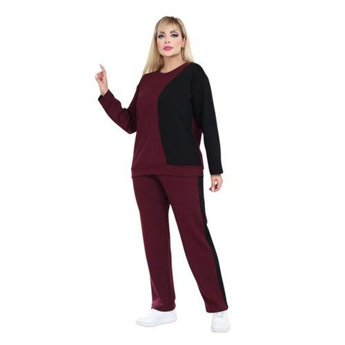 Melsay Butik Bordo Siyah Renk Bloklu Modal Kadın Eşofman Takımı