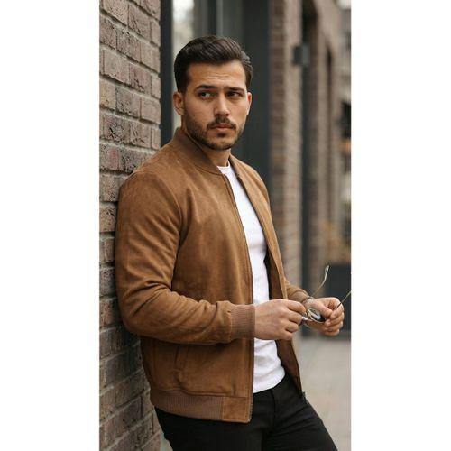 Erkek önden Fermuarlı Içi Astarlı Süet Ceket