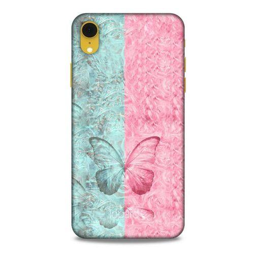 Apple iPhone XR Kılıf Kelebek Etkisi (30) Silicone Case Turkuaz Pembe