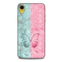 Apple iPhone XR Kılıf Kelebek Etkisi (30) Silicone Case Turkuaz Pembe