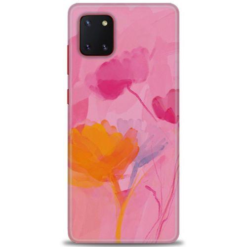 Samsung Galaxy A81 / Note 10 Lite Kılıf HD Baskılı Kılıf - Turuncu Pembe + Tam Ekran Koruyucu