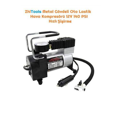 Zhltools Metal Gövdeli Oto Lastik Hava Kompresörü 12V 140 PSI Hızlı Şişirme