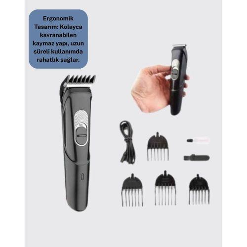 Sessiz Motorlu, Kablosuz Kullanımlı Şarjlı Saç Ve Sakal Kesme Makinesi – Taraklı Set