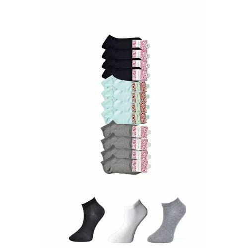 Siyah Gri ve Beyaz Kadın Bilek Çorap 12 çift