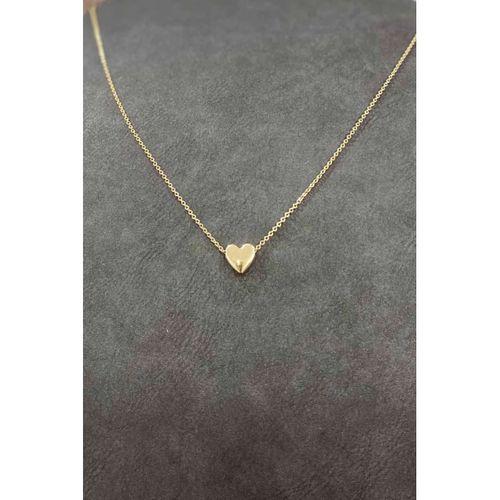 Altın Kaplama Minimal Kalp Tasarım İnce Zincirli Kolye 40 cm