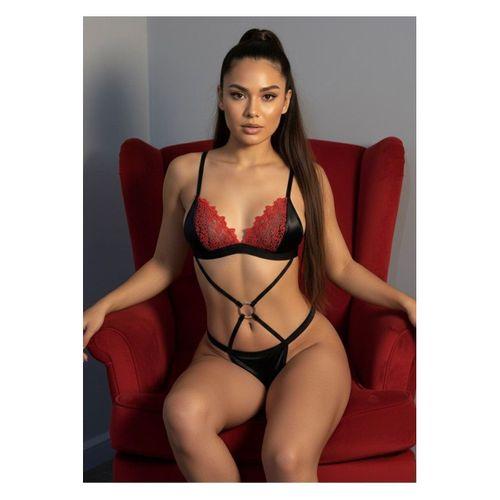 Siyah Kırmızı Sütyen Takım - 6585