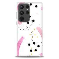 Samsung Galaxy S23 Ultra Kılıf HD Baskılı Kılıf - Pembe ve Benekler + Tam Ekran Koruyucu