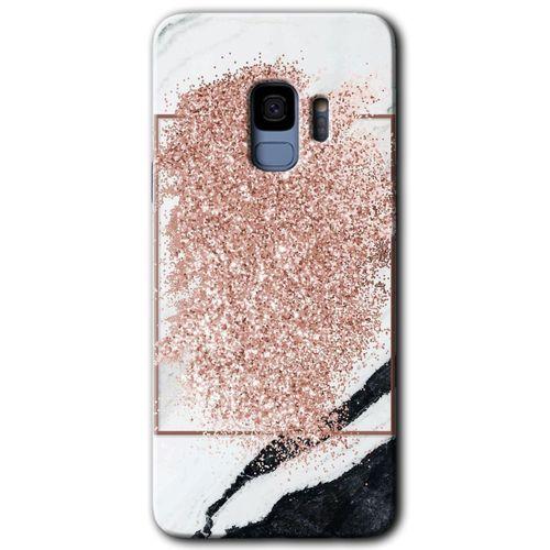 Samsung Galaxy S9 HD Baskılı Kılıf + 9D Tam Ekran Koruyucu - Simli Mermer