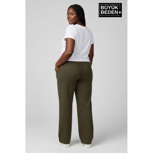 Kadın Büyük Beden BROOKLYN Baskılı Rahat Kesim Paça Reçme İnce Eşofman Altı SPR26EAK952-2