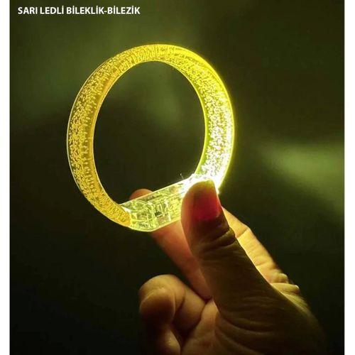 Sarı Led Işıklı Baskı Yapılabilen Pilli Bileklik Bilezik 1,5 Cm Genişlik - Lisinya