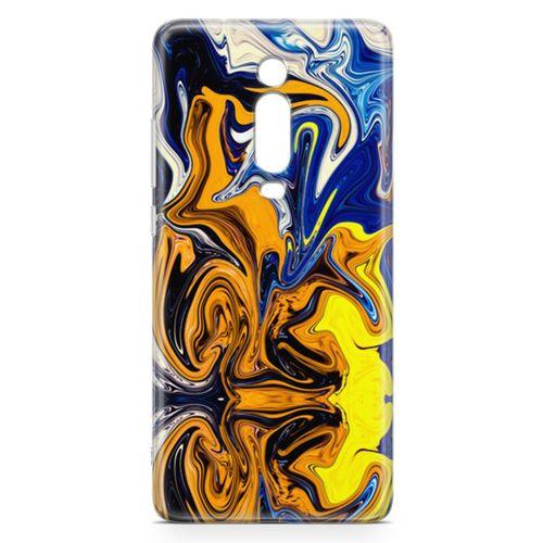 Xiaomi Mi 9T Pro Kılıf Mavi Turuncu Mermer Arka Kapak Koruma Desenli Full Koruyucu
