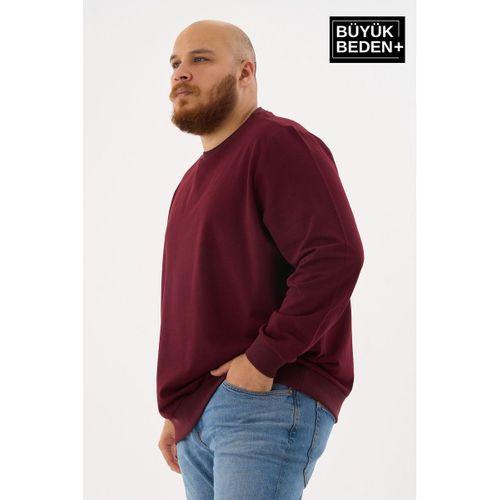 Erkek Büyük Beden Bisiklet Yaka ince Sweatshirt SPR24BSW56