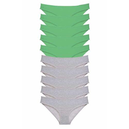 10 adet Süper Eko Set Likralı Kadın Slip Külot Yeşil Gri