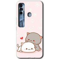 Tecno Spark 7 Pro Kılıf HD Desen Baskılı Arka Kapak - Kedi Aşkı + Kırılmaz Cam
