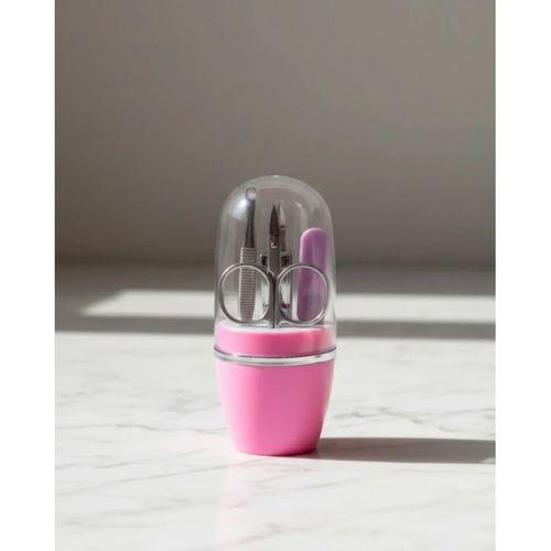 Tırnak Bakım Manikür Pedikür Seti 4 Parça Pembe Kompakt Taşınabilir Tasarım