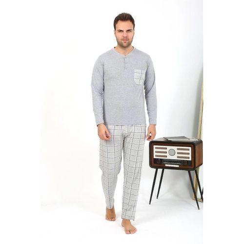 Erkek Uzun Kol Penye Gri Pijama Takımı