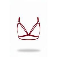 Kırmızı Göğüs Harness Suni Deri Metal Halka Detaylı - Brf238