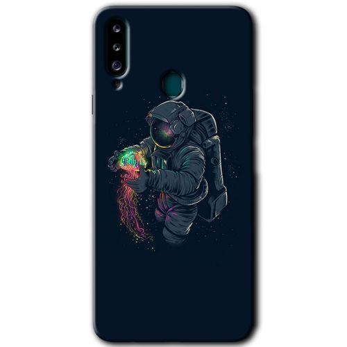 Samsung Galaxy A20s Kılıf Baskılı Kapak - Astronot Kıyafeti + 5D Tam Kaplayan Cam