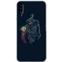 Samsung Galaxy A20s Kılıf Baskılı Kapak - Astronot Kıyafeti + 5D Tam Kaplayan Cam