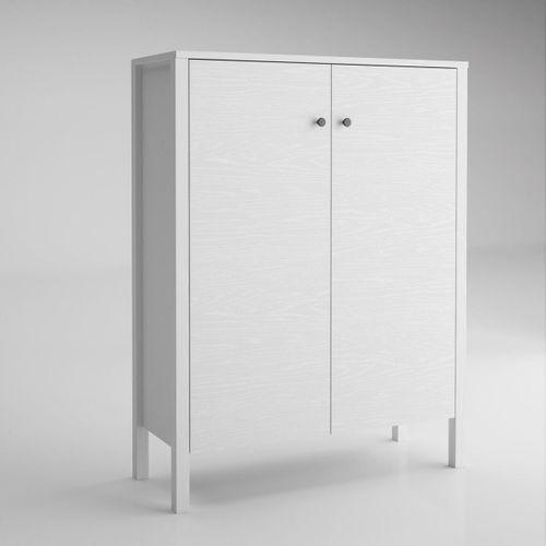 Venezia 2 Kapaklı, Ahşap Ayaklı, Premium Ayakkabılık, Çok Amaçlı Dolap - Minifiks - Wood Beyaz