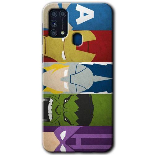 MRCİLETİSİM Samsung Galaxy M31 Kılıf Baskılı Kapak - Avengers-1 +Tam Kaplayan Mat Seramik