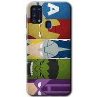 MRCİLETİSİM Samsung Galaxy M31 Kılıf Baskılı Kapak - Avengers-1 +Tam Kaplayan Mat Seramik